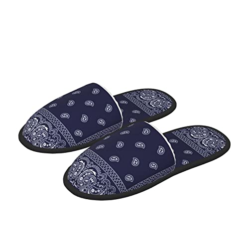 Unisex Cozy Indoor Furry Slipper-Southwestern Bandana Paisley Plush House Slippers Warm Bedroom Shoes4