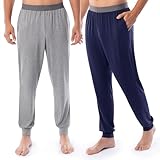 Fruit of the Loom Men's 360 Stretch 2-Pack Jogger Pajama Sleep Pant, Grey Heather/Navy, Medium