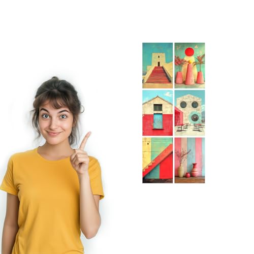 Image of SiddArtify Architectural Wall Art Poster Print Set - Modern Building Photo Decor for Living Room Office - Set of 2-4x6 Inch - Board (Pack of 6) - Sticker (Pack of 6)