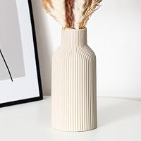 Keramikvase, Pampasgras kleine Vase für Dekoration, Esstisch, Bücherregal Dekoration, Kaminsims, Eingangsdekoration und Tafelaufsätze, einfach modern, böhmischer Stil(Beige)