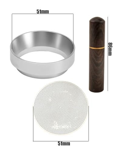 Image of Coffee Accessories Set, 51mm Portafilter Powder Ring, Coffee Stirrer, Espresso Machine Accessories, Coffee Distributor, Cafe Coffee Kit, Silver and Ebony Wood
