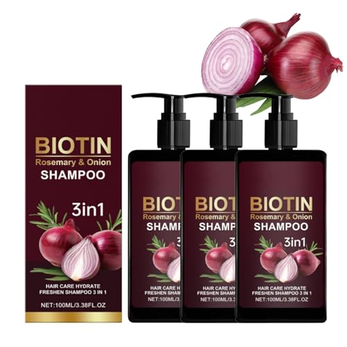 Onion & Rosemary Shampoo, Rosemary Conditioner, Haarpflege, Feuchtigkeitspflege, Reinigung – 3 in 1 für alle Haartypen, Sanfte Pflege für kräftiges Haar (1)