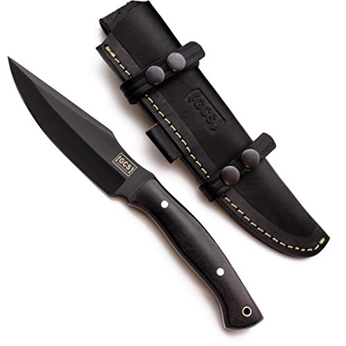 GCS Handmade D2 Tool Steel Hunting and Tactical Knife with Micarta Handle, Front Cross Draw Leather Sheath, and Full Tang Blade for Hunting, Military, and EDC - GCS189 - GCS Knives