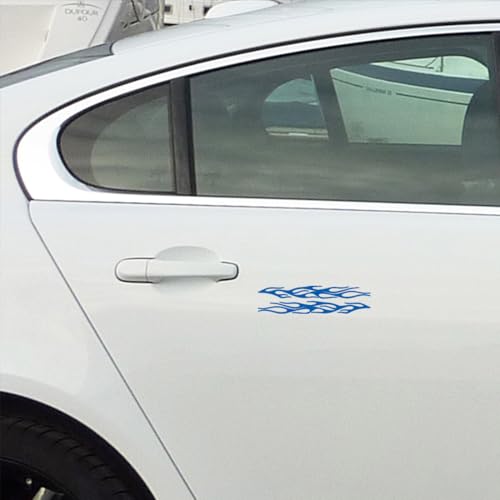 Image of Flame Long Stripe Racing Car 4 (Azure Blue) (Set Of 2) Premium Waterproof Vinyl Decal Stickers For Laptop Phone Accessory Helmet Car Window Bumper Mug Tuber Cup Door Wall Decoration