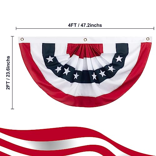 American Flag Bunting,Usa Pleated Fan Flag,2X4 Ft Half Flags Banner For Porch Home Outdoor Patriotic Decorations (4 Pcs) #TOP1