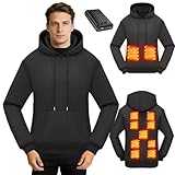 Sentasi Sudadera con Capucha Calefactable con Batería 270000mAh, 11 Zonas Eléctrico Sudadera Calefacción Térmico Caliente Unisex Hombre Mujer (FR/ES, Letras, M, Regular, Regular, Negro Intenso)