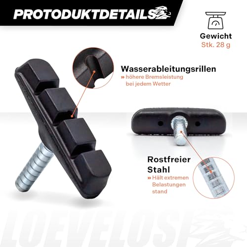 LOEVELOSI Cantilever Bremsbacken Set - 4er Pack Bremsklötze, Bremsschuhe 55mm Fahrrad Bremsbeläge Cantilever - Hohe Performance & Langlebigkeit für Felgenbremsen - Fahrrad Bremsklötze Cantilever