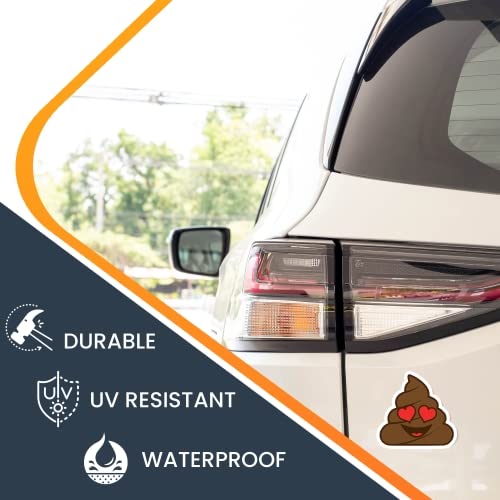 Image of Magnet Me Up Poop Emoticon with Heart Eyes Car Magnet Decal, Cute Self-Expression Decorative Magnet for Car, Truck, SUV, Or Any Other Magnetic Surface, Valentine's Day, Made in USA