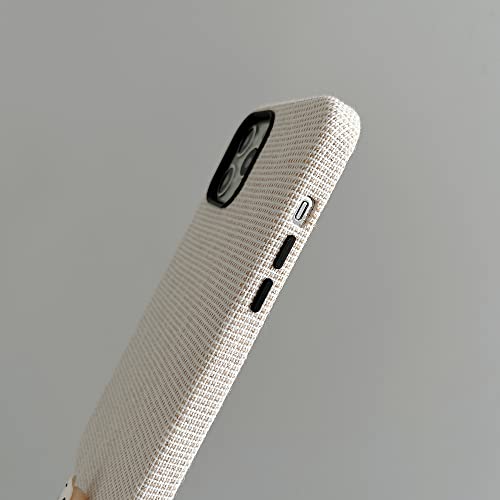 Iphone 14 Pro Max Case - Crafted With Premium Woven Canvas Fabric - Checkered Pattern. Slim W/Firm-Fitting Protection, Ultra-Strong, Wash Durable, Magsafe Compatible - Beige. #TOP7