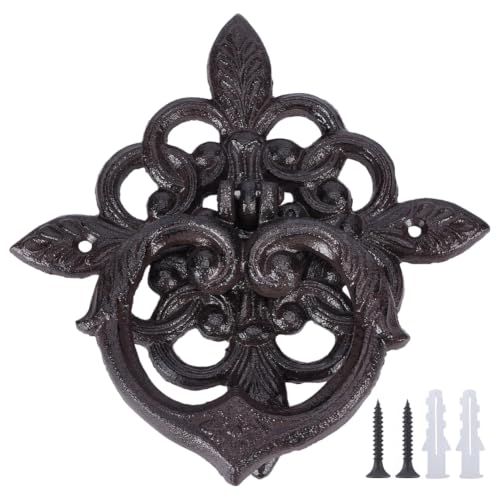 AHANDMAKER Heurtoir de porte d'entrée gothique en fonte - 17,5 x 16,5 x 4,1 cm - Heurtoir de porte d'entrée vintage avec poignée ergonomique pour entrée - Accessoire de décoration d'intérieur vintage