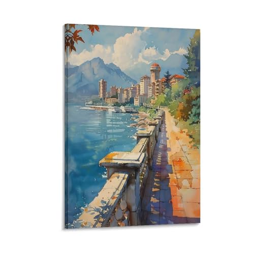 Cuadro de acuarela de la isla de Vancouver con texto personalizado para pared, póster de viaje, marco de impresión de regalo, 60 x 90 cm