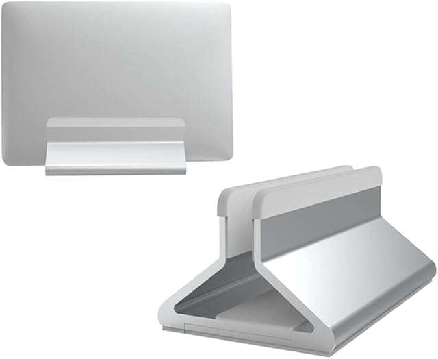 Vertical Laptop Stand,Desktop Stand Holder with Adjustable Dock, Fits All MacBook/Surface/Samsung/HP/Dell/Chrome Book (Silver)