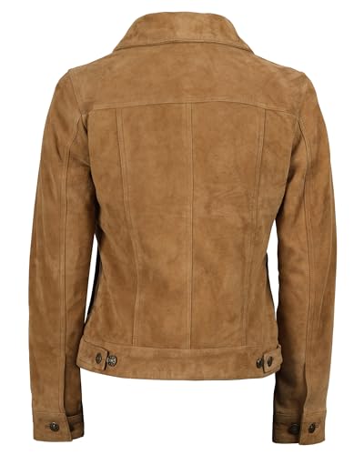 Image of Decrum Trucker Leather Jacket Women - Button Closure Vintage Style Real Lambskin Womens Leather Jacket