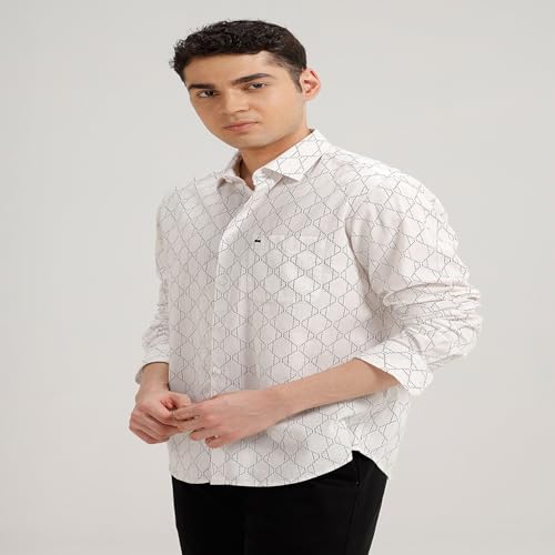 Image of BASICS Cotton-Linen Blended Men's Shirt | Slim Fit | Everyday Smart Casual Wear | Full Sleeve