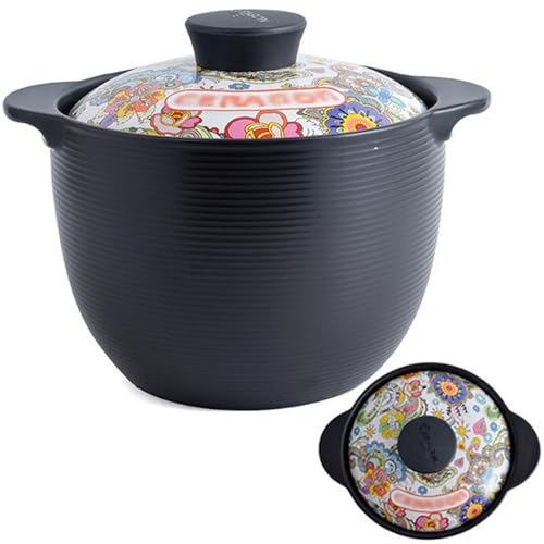 Pentola in Ceramica con Coperchio, casseruola a L, pentola in Terracotta con Coperchio, casseruola, pentola per brasare, pentola per zuppa, pentola per Cucinare bibimbap
