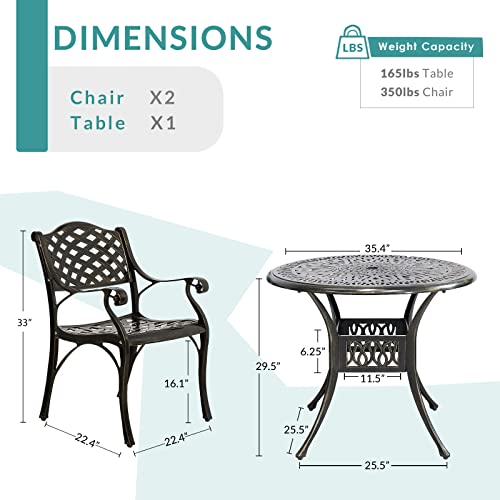 MEETWARM-5-Piece-Outdoor-Furniture-Dining-Set-All-Weather-Cast-Aluminum-Conversation-Set-Includes-4-Chairs-and-a-354-Round-Table-with-2-Umbrella-Hole-for-Patio-Garden-Deck-Lattice-Weave-Design