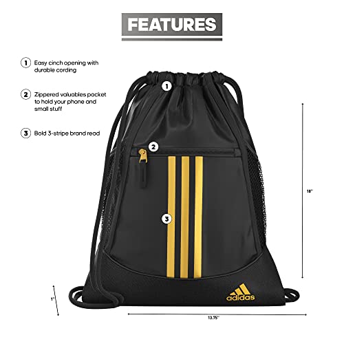 Adidas Unisex Alliance 2 Sackpack, Black/Gold Metallic, One Size #TOP1
