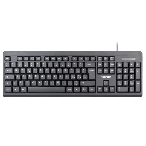 VulTech KEY-609 Tastiera Wired con Cavo USB, 105 Tasti, Layout Italiano QWERTY, LED di Stato, Resistente Gocce d'Acqua, Nero