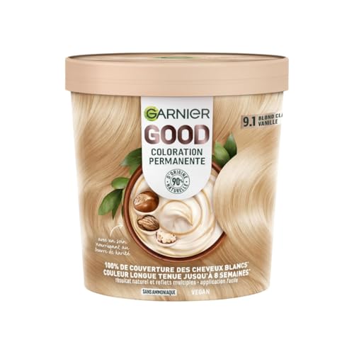 Coloration 9.1 Blond Vanille Sans Amoniaque Couvre 100% Cheveux Blancs Good Garnier La Boite - vue 3