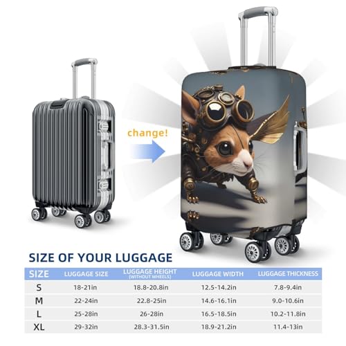 VOSERY Travel Luggage Cover - Steampunk Squirrel Pilot Washable Suitcase Covers Protector Fits 18-32 Inch Luggage4