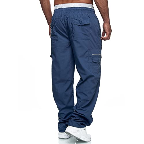 Men's Straight Leg Cargo Pants Baggy Joggers Tactical Drawstring Sweatpants Workout Casual Outdoor Trousers4