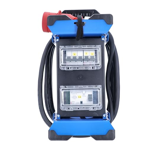 as - Schwabe Tragbarer Stromverteiler STECKY 13 - CEE Stecker 400V/32A/5polig - 4x Schuko, 1x CEE 16A, 1x CEE 32A – Mobiler Adapter – Verteiler für Innen & Außen – IP44 – Made in Germany, 60963