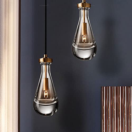 Lámpara colgante de noche en cristal para un dormitorio nórdico moderno E14 4