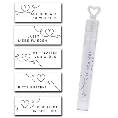 50er-Set Seifenblasen-Aufkleber Hochzeit - Herzlinie Liebe in der Luft 5 x 2 cm - beschriften von Seifenblasen Hochzeit Stilvoll Dekoration Geschenk I dv1180