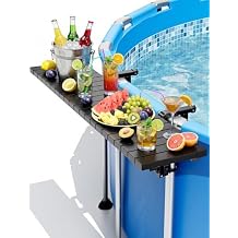 POOLHOUR Above Ground Pool Side Bar, 49.49.6" Heavy-Duty Galvanized Iron Poolside Table, 110LBS Load Swim Up Bar, Fits Top Rails 4.48" or Less, Swimming Pool Accessories for Round & Oval Pools