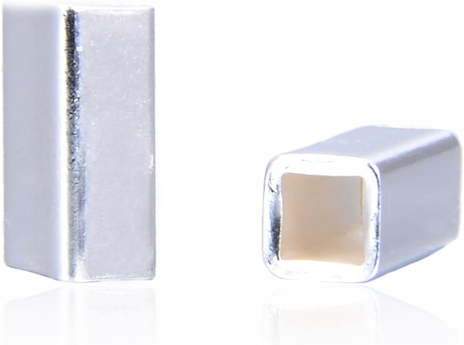 30pcs Adabele Authentic 925 Sterling Silver 7mm Long Square Tube Loose Beads Spacer (Large Hole 2mm) for DIY Craft Jewelry Making SS373