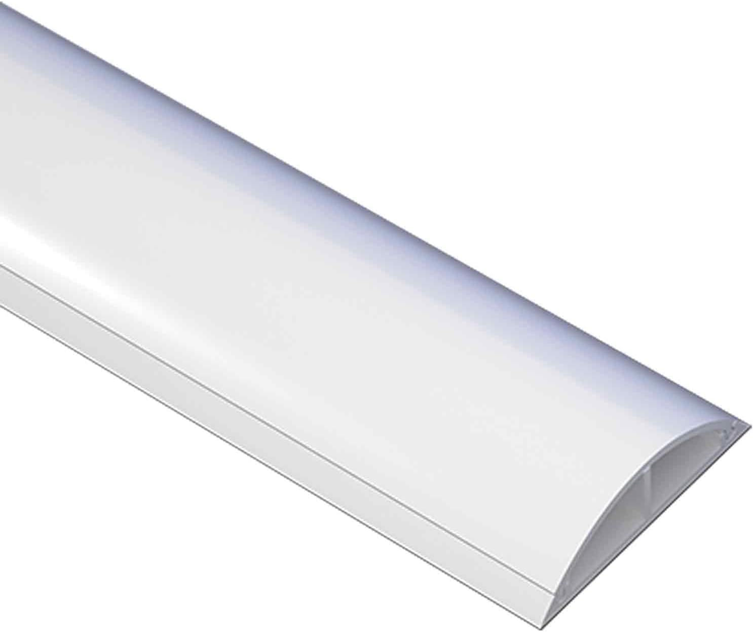2 Channel Cable Covers - White Cord Management Half Round Floor Hider, Adhesive Wire Concealer, Prevents Trip Hazards, Perfect for Indoor & Outdoor Use (100x12x2.7cm)