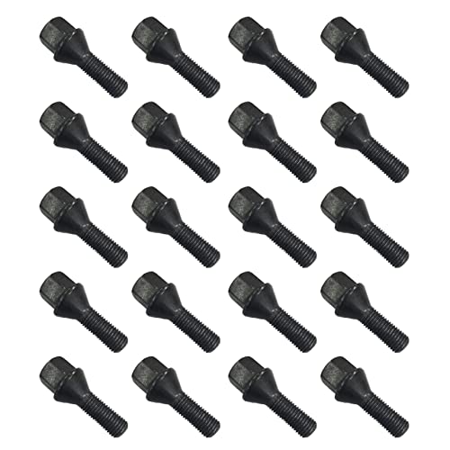 20 schwarze Tracer Radschrauben Radbolzen Kegelbund M14x1,25 28mm kompatibel mit BMW