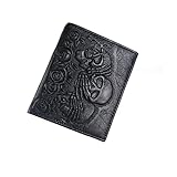 HeiBai Xiong Goth Skull Wallet For Men Bifold Punk Skeleton Cool Leather Wallets Billfold
