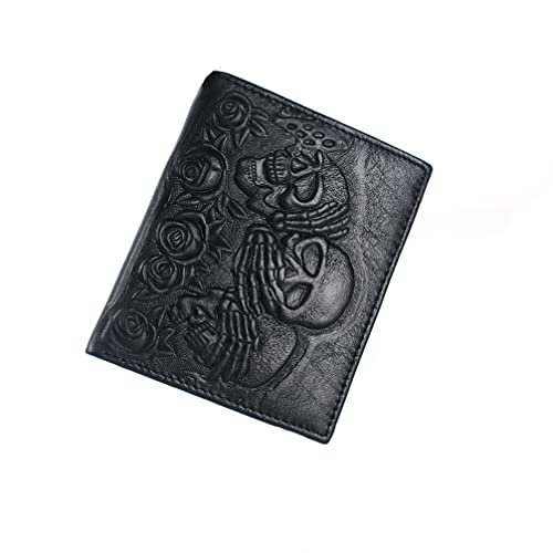 Heibai Xiong Goth Skull Wallet For Men Bifold Punk Skeleton Cool Leather Wallets Billfold #TOP19