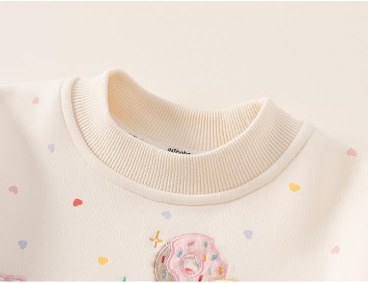 Meufam Toddler Kids' Puppy Embroidery Sweatshirt Crew Neck Pullover with Cartoon Dog Colorful Confetti Print for Boys Girls