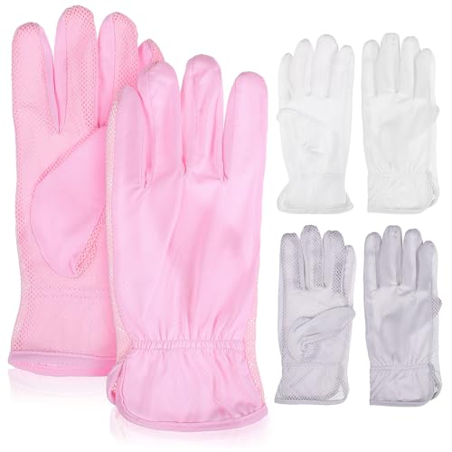 Guantes de verano para mujer protección solar UV transpirables con dedos abiertos rosa gris 3 pares