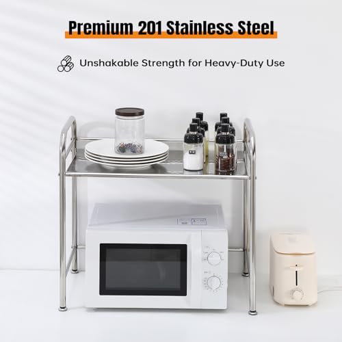 TAO ONE Edelstahl Mikrowellenregal | Stabiles Küchenregal mit Verstärkten Rohren | Platzsparendes Gestell für Backofen, Toaster & Heißluftfritteuse