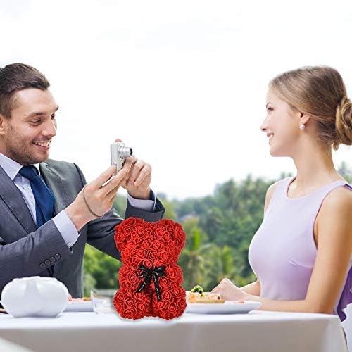 Rose Teddy Bear Rose Bear mothers day Mum Gifts for Women Her Teenager Gifts Mothers Gifts Handmade Rose Bear Teddy Bear Rose Flower Bear Valentines Day, Birthday Bridal Weddings - Rose Bear Box (red)