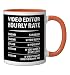 Video Editor Hourly Rate | Funny Videographer Gift Ceramic Mug, Orange/White