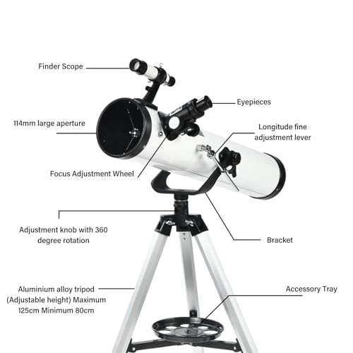 Telescopio Reflector Astronómico GOWENIC 114mm con Tripode Ajustable miniatura 5