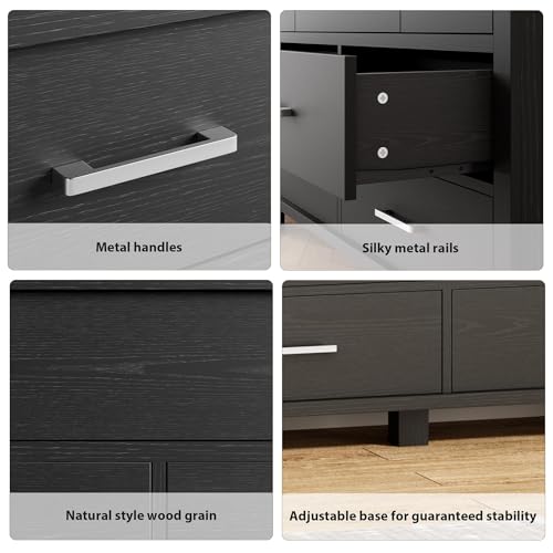 GarveeHome Black Dresser for Bedroom with 7 Drawers, 51" Wooden Dressers & Chests of Drawers with Metal Handles, TV Stand, Horizontal Dresser for Bedroom, Closet, Nursery, and Entryway by GarveeHome - Used condition - Image 6