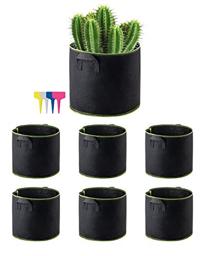 Decorlife 12 Pack 10 Gallon Plant Grow Bags, Heavy Duty Plant Smart Pots with Sturdy Handles & 12 Labels, Easy to Move Non-Woven Fabric Pot Packs for Plants and Vegetables