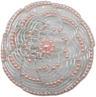 Elegant Beaded Dressy Wire Kippah for Women and Girls - Pink