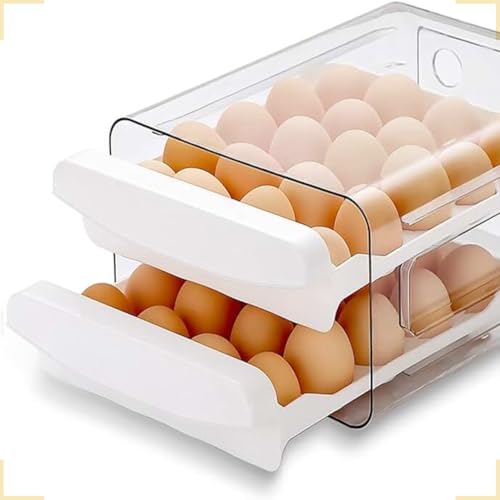 Organizador de Geladeira Capacidade 40 Ovos Acrílico com Escala de Tempo Porta Ovos Duplo