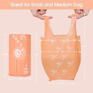 Dog Poop Bags Rolls with Handles and Dispenser 330 Counts Scented for Small Medium Dogs Leak Proof Extra Thick Waste Bags for Walking Doggy Peach