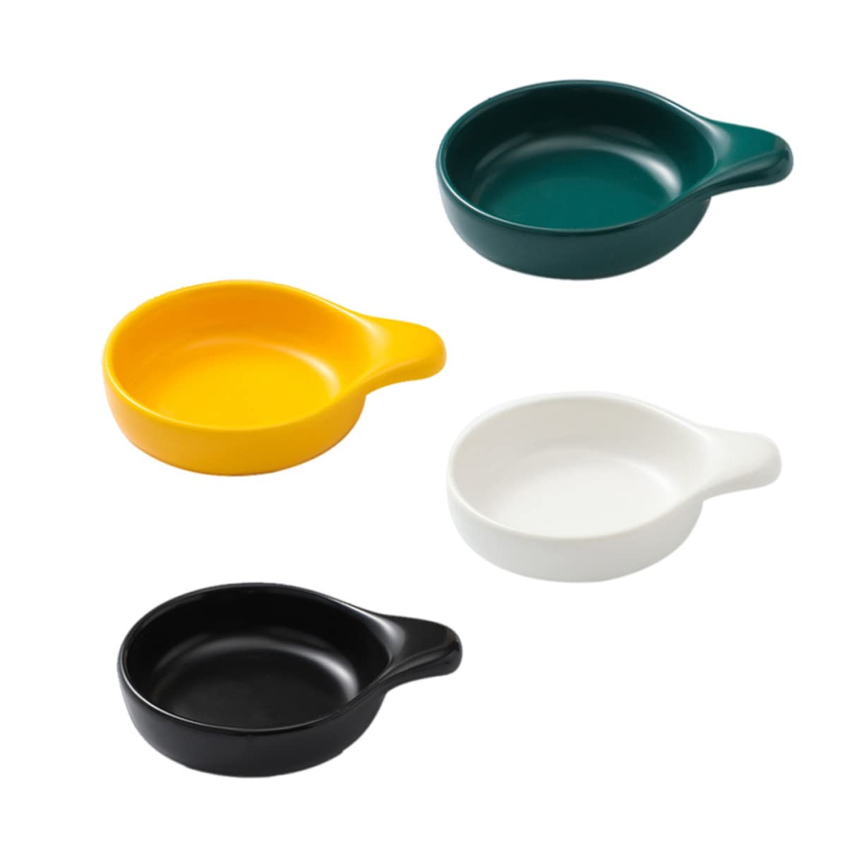 FELTECHELECTR 4pcs Ceramic Saucer Appetizers Flatware Mini Appetizer Plate Appetizer Dish Small Condiment Bowls Japanese Style Dip Dishes Seasoning Sauce Plates Condiment Dishes re-usable