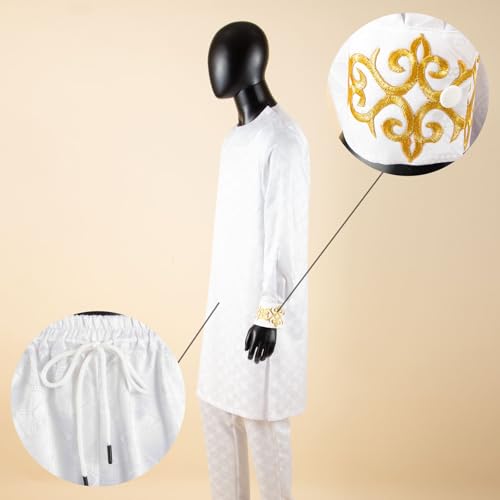 African Clothes for Men Casual Set Embroidery Shirt Pants 2 Piece Set Bazin Riche Attire Wedding Church Party4