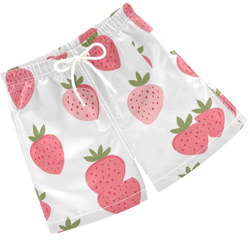 Pigsaly Boys' Swim Board Shorts Light Pink Strawberry Boy's Swim Trunks Kids Swimwear XS