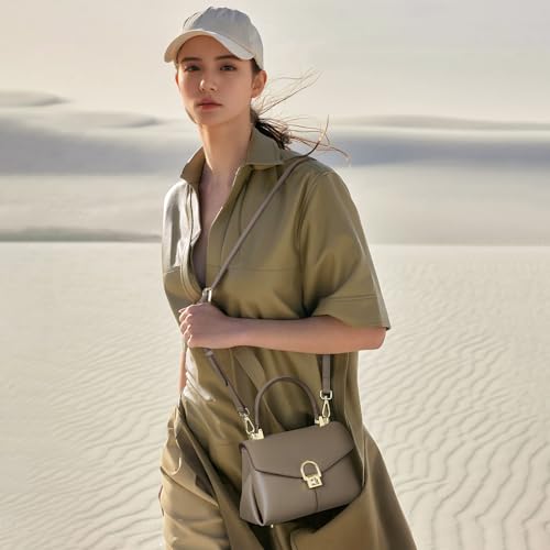 Bolso tote satchel de cuero para mujer con asa superior miniatura 2