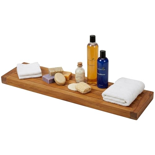 Image of AquaTeak Moa 36 inch Teak Floating Shelf, Wall Mounted, Holds Up to 10 lbs